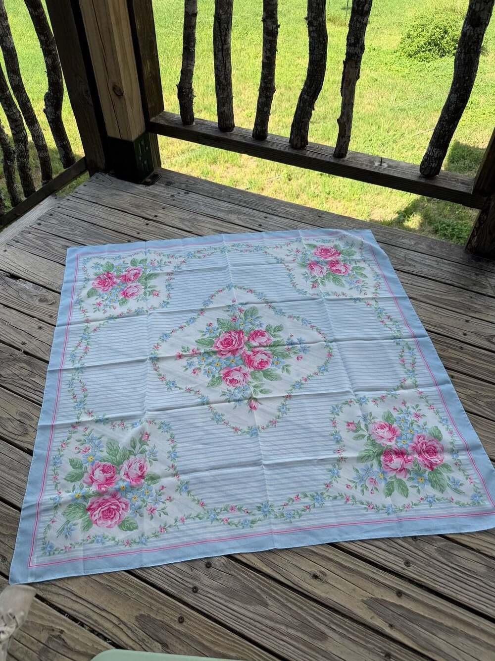 Vintage Avon Floral Rose Print Square Scarf 34x34